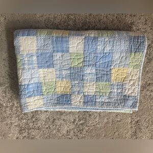 Pottery barn crib Patchwork Quilt in Blue, Yellow, and Green. Like new!!!